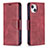 Funda de Cuero Cartera con Soporte Carcasa L01 para Apple iPhone 13 Rojo