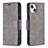 Funda de Cuero Cartera con Soporte Carcasa L01 para Apple iPhone 14 Plus Gris