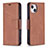 Funda de Cuero Cartera con Soporte Carcasa L01 para Apple iPhone 15 Marron