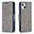 Funda de Cuero Cartera con Soporte Carcasa L01 para Apple iPhone 15 Plus Gris