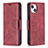 Funda de Cuero Cartera con Soporte Carcasa L01 para Apple iPhone 15 Plus Rojo