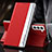 Funda de Cuero Cartera con Soporte Carcasa L01 para Samsung Galaxy S22 Plus 5G Rojo