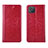 Funda de Cuero Cartera con Soporte Carcasa L02 para Oppo Reno4 Z 5G Rojo