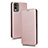 Funda de Cuero Cartera con Soporte Carcasa L02Z para Nokia C210 Oro Rosa