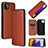 Funda de Cuero Cartera con Soporte Carcasa L02Z para Samsung Galaxy A22s 5G Marron