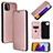 Funda de Cuero Cartera con Soporte Carcasa L02Z para Samsung Galaxy F42 5G Oro Rosa