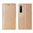 Funda de Cuero Cartera con Soporte Carcasa L03 para Oppo F15 Oro