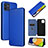 Funda de Cuero Cartera con Soporte Carcasa L04Z para Samsung Galaxy A03 Azul