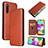 Funda de Cuero Cartera con Soporte Carcasa L04Z para Samsung Galaxy A41 SC-41A Marron