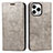 Funda de Cuero Cartera con Soporte Carcasa L05 para Apple iPhone 13 Pro Gris