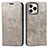 Funda de Cuero Cartera con Soporte Carcasa L05 para Apple iPhone 14 Pro Gris