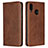 Funda de Cuero Cartera con Soporte Carcasa L06 para Huawei Nova 3e Marron