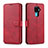 Funda de Cuero Cartera con Soporte Carcasa L06 para Huawei Nova 5i Pro Rojo