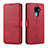 Funda de Cuero Cartera con Soporte Carcasa L06 para Huawei Nova 5z Rojo