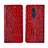 Funda de Cuero Cartera con Soporte Carcasa L07 para Nokia C3 Rojo