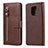 Funda de Cuero Cartera con Soporte Carcasa L07 para Xiaomi Redmi Note 9 Pro Marron