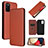 Funda de Cuero Cartera con Soporte Carcasa L07Z para Samsung Galaxy F02S SM-E025F Marron