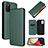 Funda de Cuero Cartera con Soporte Carcasa L07Z para Samsung Galaxy M02s Verde