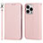 Funda de Cuero Cartera con Soporte Carcasa L08 para Apple iPhone 13 Pro Max Oro Rosa