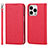 Funda de Cuero Cartera con Soporte Carcasa L08 para Apple iPhone 13 Pro Max Rojo