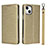 Funda de Cuero Cartera con Soporte Carcasa L08 para Apple iPhone 14 Oro