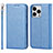 Funda de Cuero Cartera con Soporte Carcasa L08 para Apple iPhone 15 Pro Azul