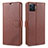 Funda de Cuero Cartera con Soporte Carcasa L08 para Oppo F17 Pro Marron