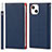 Funda de Cuero Cartera con Soporte Carcasa L09 para Apple iPhone 13 Mini Azul