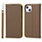 Funda de Cuero Cartera con Soporte Carcasa L10 para Apple iPhone 13 Marron