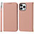 Funda de Cuero Cartera con Soporte Carcasa L10 para Apple iPhone 14 Pro Max Oro Rosa