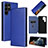 Funda de Cuero Cartera con Soporte Carcasa L10Z para Samsung Galaxy S23 Ultra 5G Azul