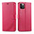 Funda de Cuero Cartera con Soporte Carcasa L11 para Apple iPhone 12 Pro Max Rosa Roja