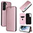 Funda de Cuero Cartera con Soporte Carcasa L11Z para Samsung Galaxy S21 Plus 5G Oro Rosa