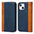 Funda de Cuero Cartera con Soporte Carcasa L12 para Apple iPhone 13 Azul