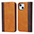 Funda de Cuero Cartera con Soporte Carcasa L12 para Apple iPhone 13 Marron