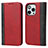 Funda de Cuero Cartera con Soporte Carcasa L12 para Apple iPhone 13 Pro Max Rojo