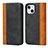 Funda de Cuero Cartera con Soporte Carcasa L12 para Apple iPhone 14 Negro