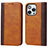 Funda de Cuero Cartera con Soporte Carcasa L12 para Apple iPhone 14 Pro Marron