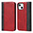 Funda de Cuero Cartera con Soporte Carcasa L12 para Apple iPhone 14 Rojo