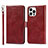 Funda de Cuero Cartera con Soporte Carcasa L15 para Apple iPhone 14 Pro Max Rojo