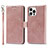 Funda de Cuero Cartera con Soporte Carcasa L15 para Apple iPhone 14 Pro Oro Rosa