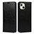 Funda de Cuero Cartera con Soporte Carcasa L17 para Apple iPhone 15 Negro