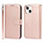 Funda de Cuero Cartera con Soporte Carcasa L19 para Apple iPhone 13 Mini Oro Rosa