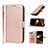 Funda de Cuero Cartera con Soporte Carcasa L19 para Apple iPhone 14 Pro Max Oro Rosa