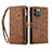 Funda de Cuero Cartera con Soporte Carcasa L20 para Apple iPhone 14 Pro Max Marron