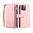 Funda de Cuero Cartera con Soporte Carcasa L20 para Apple iPhone 14 Pro Max Oro Rosa