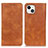 Funda de Cuero Cartera con Soporte Carcasa L26 para Apple iPhone 13 Marron