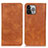 Funda de Cuero Cartera con Soporte Carcasa L26 para Apple iPhone 14 Pro Max Marron