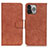 Funda de Cuero Cartera con Soporte Carcasa L27 para Apple iPhone 13 Pro Marron