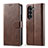 Funda de Cuero Cartera con Soporte Carcasa LC1 para Samsung Galaxy Z Fold5 5G Marron